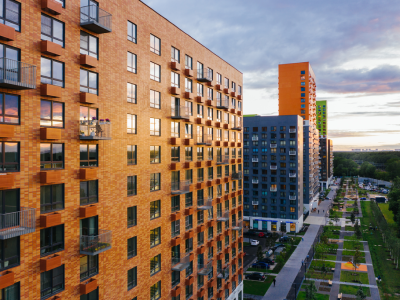 Russland Hochhäuser Luftaufnahme